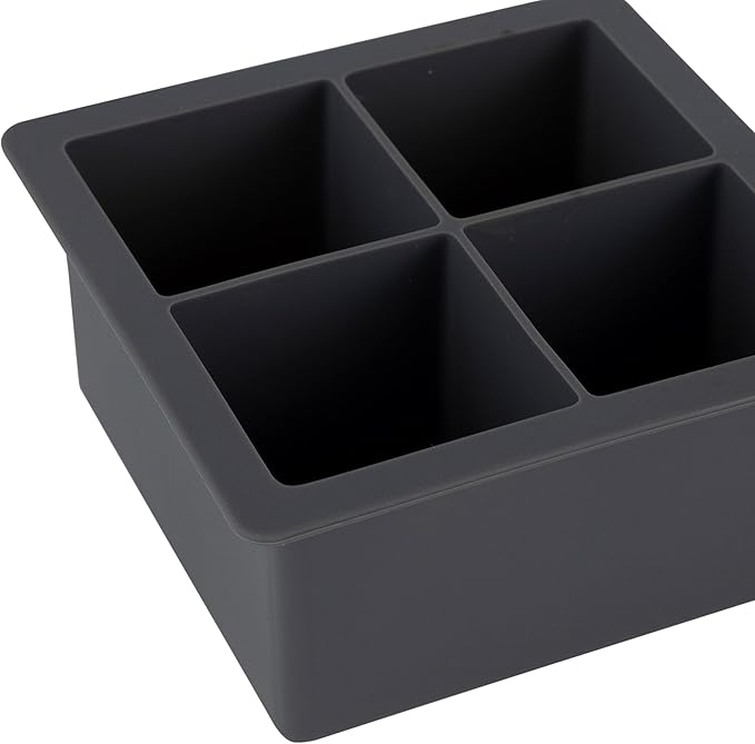 Tovolo Large Ice Cube Trays Set of 2 XL for Cocktails Whiskey Drinks, Big Square Ice Cube Molds Silicone Freezer Trays, BPA Free Dishwasher Safe Easy Release, Charcoal Gray