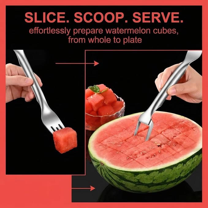 2 PCS watermelon cutter,watermelon slicer cutter tool,Ergonomic Handle,fruit cutter,watermelon fork slicer cutter,fruit slicer kitchen gadget for Watermelon, Cantaloupe, Honeydew & Other Summer Fruit