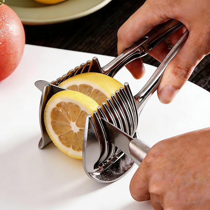 Stainless Steel Vegetable Slicing Tool with Secure Grip, Multi-Purpose Cutter for Onions Tomatoes Potatoes (1)