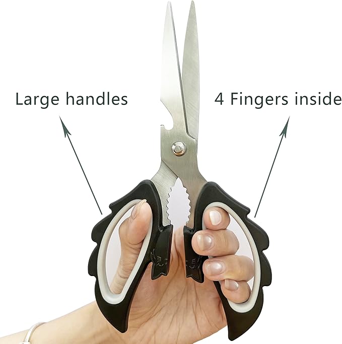 Livin Aesthetic Angel Wings & Cat Kitchen Scissors - Ambidextrous Large Grip Handle Shears for Right & Left Handed - Ergonomic Comfortable Food Scissors for Kitchen, Office & Crafting