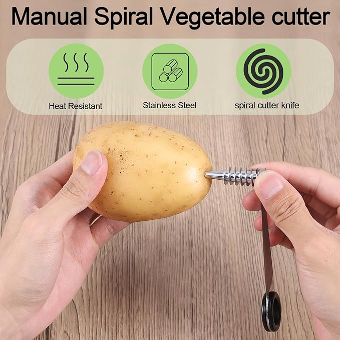 2pcs Spiral Cutter Knives, Stainless Steel Plastic Vegetable Spiralizer Slicer Cutter Manual Spiral Screw Slicer Practical Kitchen Accessories for Potatoes Cucumbers Carrots Fruits