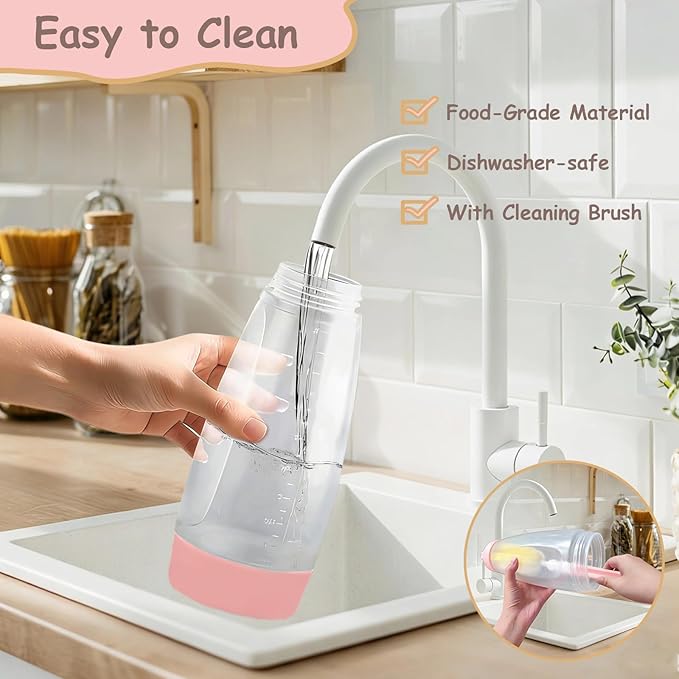 Pancake Batter Dispenser with Wire Whisk, BlenderBall, Silicone Spatula and Brush, Cleaning Brush, 1000 ML Large Capacity Leak-Proof Design for Pancakes Waffles Muffins and Crepes