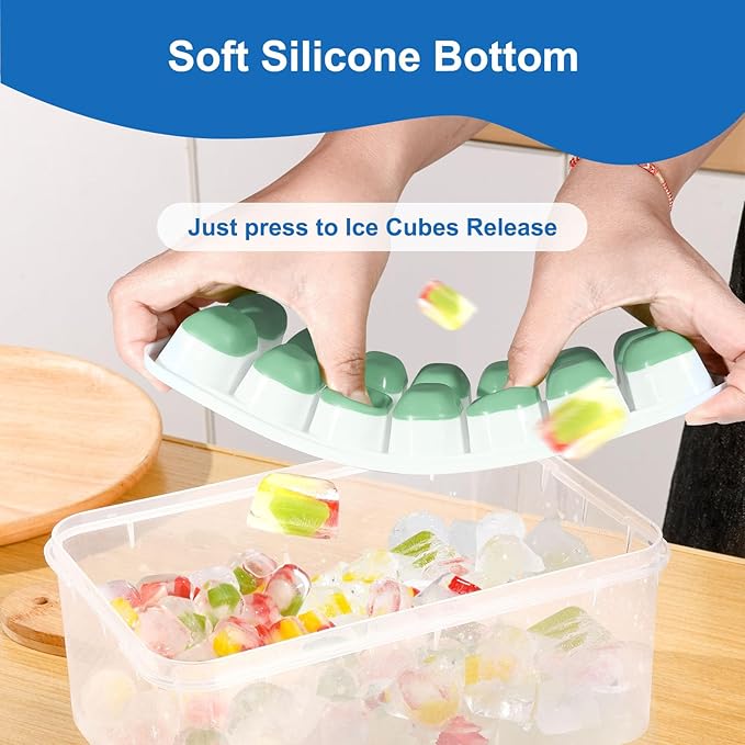5 Pack 70 Cube Silicone Ice Cube Trays for Freezer with Lids, Easy-Release Stackable Ice Molds & Ice Trays, BPA-Free Freezer Ice Tray Set for Drinks,Coffee,Cocktails, Food,Ice Trays for Freezer.