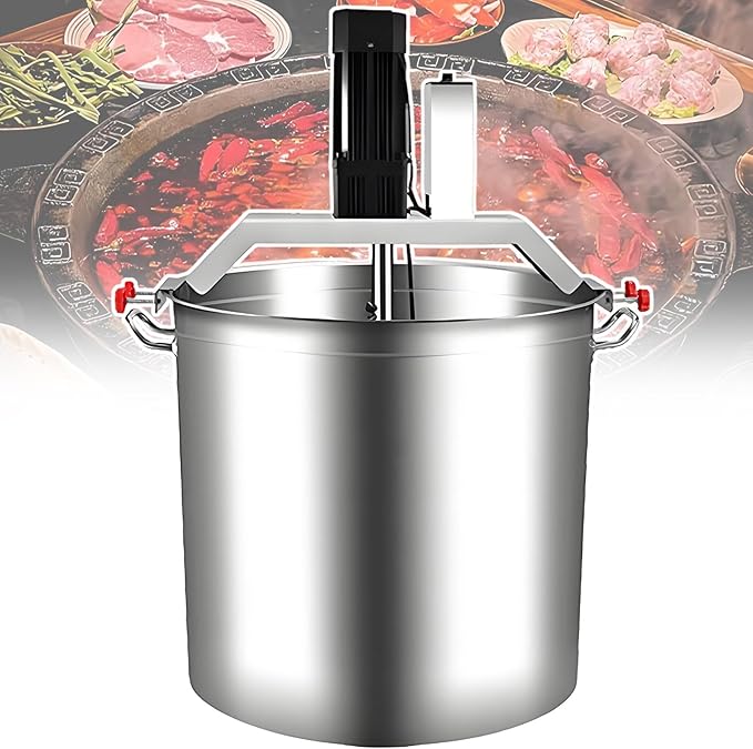 Automatic Stand Stock Pot Stirrer Mixer,Double-Layer Stirring Scraper,11Gal 21Gal 37Gal Commercial Seafood Sauce Mixing Equipment,for Large Restaurants 80L(21Gal)