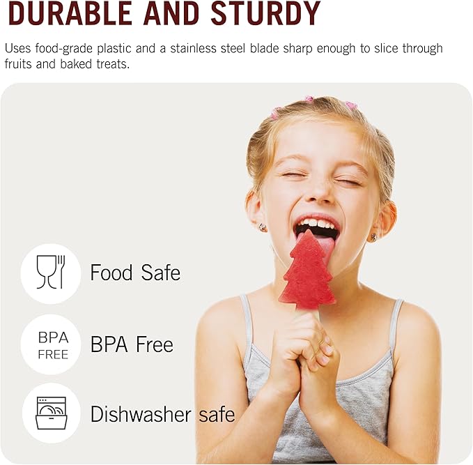 Monkey Business Pepo Watermelon Popsicle Cutter Mold, Stainless Steel Watermelon Slicer, Fun Forest Tree Shape Sandwich, and Cookie Cutter for Fruits