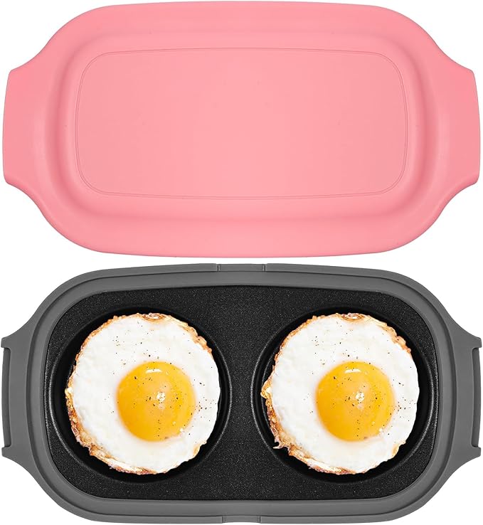 Microwave Egg Cooker, Quick-Heat Poacher Fryer with Lid, for Breakfast Sandwiches Dishwasher Safe Portable Multi-Use Egg Cooker Easy to Use and Clean (pink)
