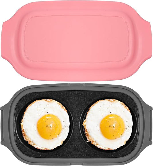 Microwave Egg Cooker, Quick-Heat Poacher Fryer with Lid, for Breakfast Sandwiches Dishwasher Safe Portable Multi-Use Egg Cooker Easy to Use and Clean (pink)