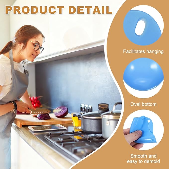 uxcell 8 Pack Egg Poacher, Nonstick Silicone Egg Poacher Cups Poached Cups Kitchen Breakfast Gadget for Microwave Air Fryer Stove Top Cooking Boiled Poached, Blue