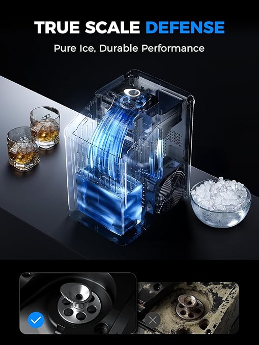 VIBOFROST Nugget Ice Makers Countertop with 1.32 Gallon Tank, 40 lbs/24H, Chewable Sonic Ice, Pellet Ice Machine with Auto Descaling System, Scoop Included, Stainless Steel