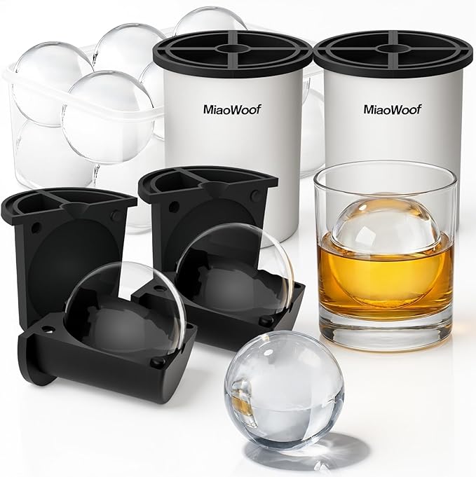 Clear Ice Cube Maker, 2.5 Inch Stainless Steel Crystal Large Clear Ice Ball Maker, Silicone Ice Cube Mold for Cocktails, Drinks & Bourbon, Whiskey Gifts for Men (2 Pack)