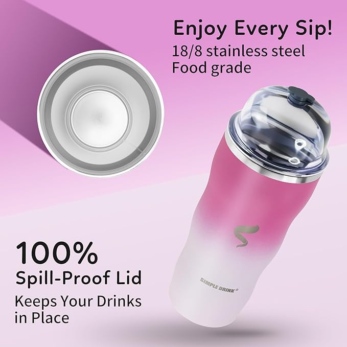 20Oz Insulated Tumbler With Straw And Lid,Stainless Steel Coffee Cup, Double Wall Vacuum Travel Mug,Spill proof Iced Coffee Tumbler, Mom tumbler, White Red Tumbler
