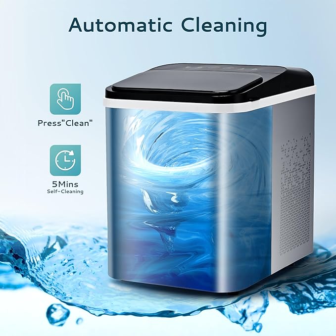EUHOMY Nugget Ice Maker Countertop, Ready in 8 Mins, Self-Cleaning, 34lbs/24H Portable Ice Maker Machine with Ice Scoop & Basket, Sonic Ice Makers with Chewable Pellet Ice for Home/Party/RV/Camping