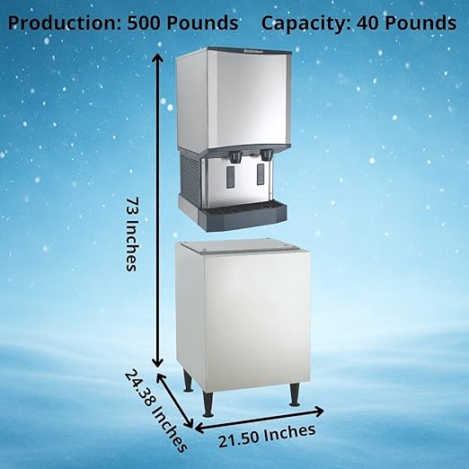 Scotsman Meridian Touchfree Countertop Nugget Ice Maker & Water Dispenser - 500 lb/Day, 40 lb Storage Bin, Stand
