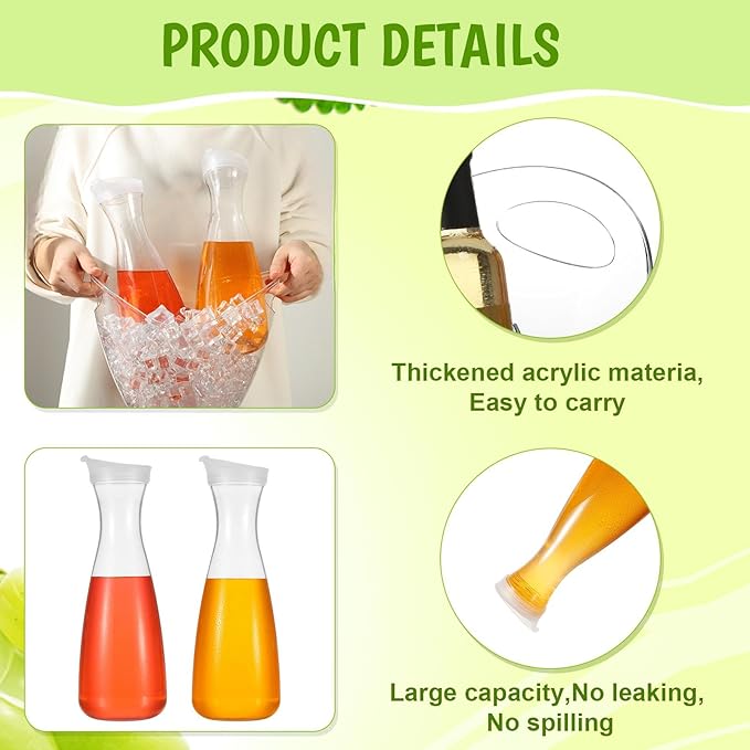 Funnymoom 6 Pcs Acrylic Ice Bucket for Parties 4l Oval Beverage Tub 47 oz Plastic Water Carafes with Lids Plastic Pitcher for Champagne Beer Wine Cocktail Iced Tea Pool Party