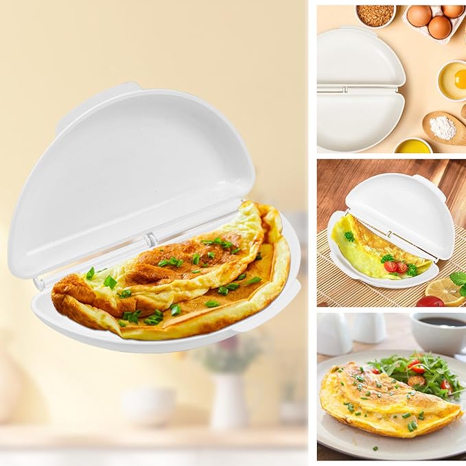 (4pcs) Easy Breakfast Set, Microwave Egg Cooker/Poacher, Microwave Omelet Maker, Microwave Bacon Tray/Cooker, Baked Potato Cooker, Easy To Use and Non-Stick Egg Cookwarez