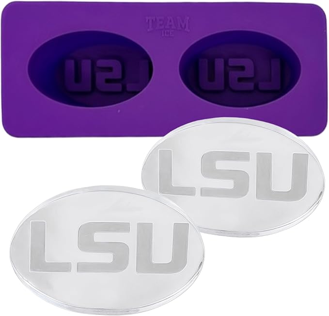 TEAM ICE - Collegiate Silicone Ice Cube Tray Collection - Large Silicone Ice Cube Mold for Whiskey & Cocktails, Durable Game Day Ice Mold for Fans & Tailgate Parties (Purple/Gold)