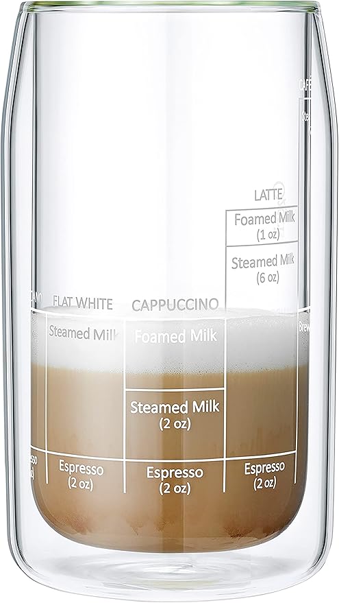 Ozeri Moderna Artisan Series Double Wall Barista Coffee Glass, 15 oz, Clear
