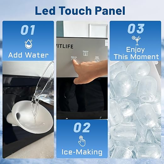 Countertop Nugget Ice Maker with Chewable Soft Ice, 35lbs/24Hrs High Capacity, Self-Cleaning & Automatic Dispensing, Quiet 45dB Operation for Home/Office/Bar (BPA-Free, LED Touch Panel)