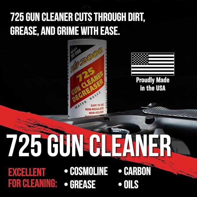 SLIP 2000 725 Gun Cleaner and Degreaser, Removes Deposits of Carbon, Grease, Grime, All Purpose Gun Cleaner, Trigger Spray Bottle, 16 fl oz