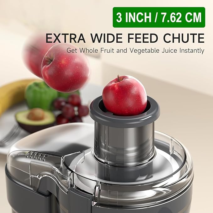 Juicer Machine, 500W Centrifugal Juicer Extractor with 3 Speed & Wide Mouth 3” Feed Chute for Fruit Vegetable, High Yield Juicer Included Cleaning Brush for Easy to Clean