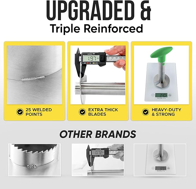Zulay Kitchen Stainless Steel Pineapple Corer & Slicer – Heavy Duty Pineapple Cutter & Eye Removal Tool – Effortless Core Remover Tool with Sharp Reinforced Blade & Ergonomic Handle - Green