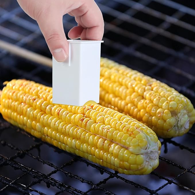 2 Pack Butter Spreader Corn Cob Holder, Plastic Butter Dispenser with Covers on Pancakes, Waffles, Bagels and Toasts