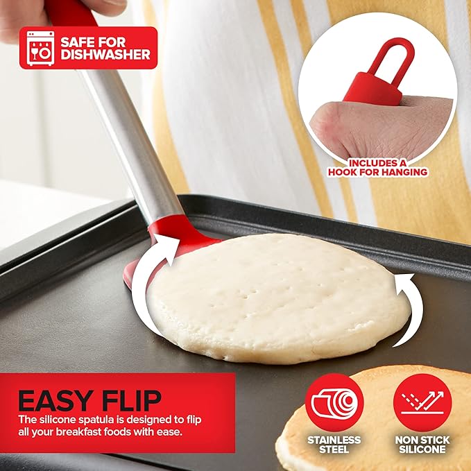 Modern Innovations Griddle Breakfast Kit Pancake Batter Dispenser Grill Press Egg Rings Spatula Compatible with Blackstone Griddles 8 Pack