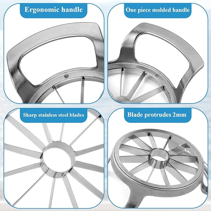 Apple Slicer and Corer,12-Blade Sharp Stainless Steel Fruit Cutter-Frosted Handle Comfortable to Use,Apple Core Remover Tool