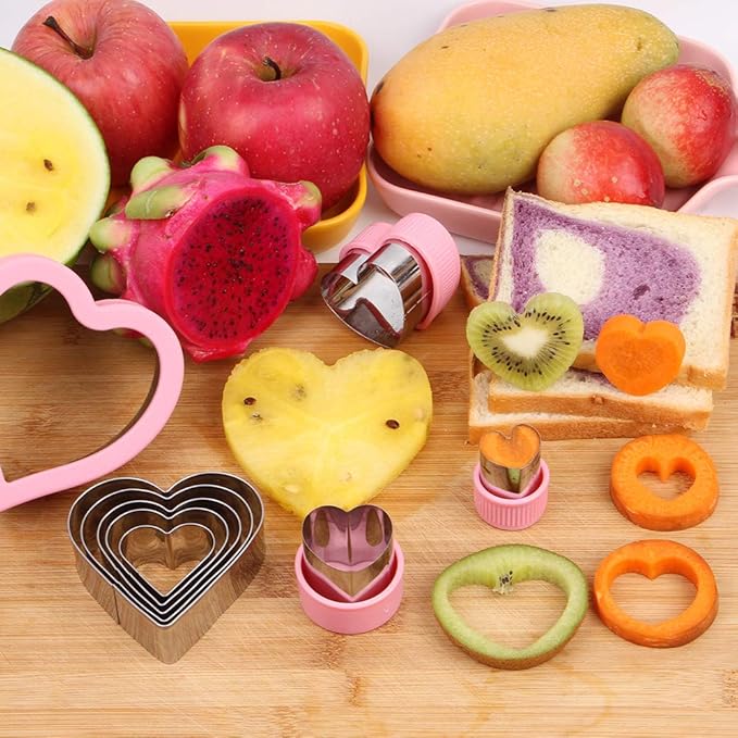 BakingWorld Heart Cookie Cutter Set,9 Piece Heart Shapes Stainless Steel Cookie Cutters Mold for Cakes Biscuits and Sandwiches,0.98"/1.45"/1.57"/1.96"/2.04"/2.32"/2.75"/3.18"/3.74" Assorted Sizes