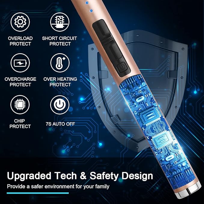 ARECTECH Rechargeable Electric Candle Lighter, Arc Plasma Windproof Lighter for Candle Kitchen Birthday, Christmas Stocking Stuffers Gifts for Mom Men Wife with Type-C Cable, Gold