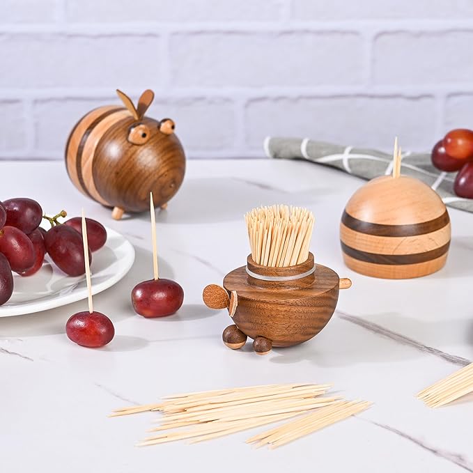 Damuzhi 1000 Count Bamboo Toothpicks Barbecue, Fruits And Teeth Cleaning - Round Double-Pointed Wooden Toothpicks, For Appetizers,Olives