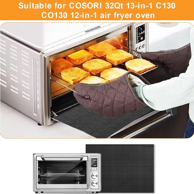 Air Fryer Oven Liners for COSORI 32Qt 13 in 1 C130 CO130 12 in 1 Air Fryer Toaster Oven, 13.8 * 11.4 Oven Liners for Bottom of Oven Reusable Non-Stick Mats Baking Cooking Accessories,4 Pack