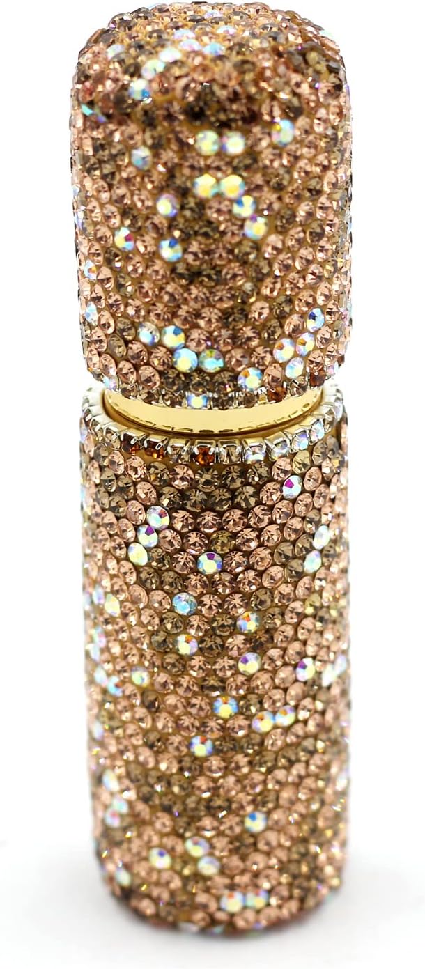 Rhinestone Empty Portable spray bottle, cosmetic Perfume spray bottle essential oil bottle glass perfume bottle 10ML (Gold)