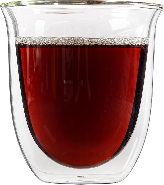 Restaurantware Coffee Cup 2 Pack of 6.8 oz Insulated Double-Wall Glass Borosilicate Coffee Cup Espresso Shot Dishwasher Safe For Hot Drinks