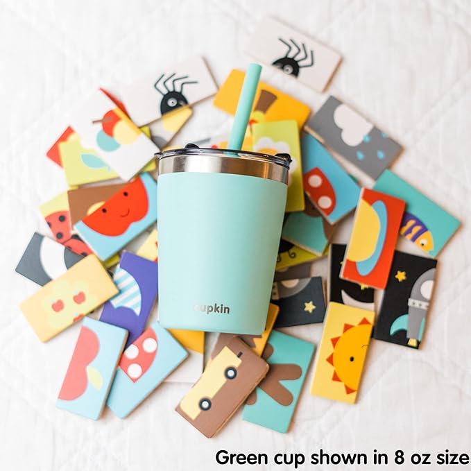 CUPKIN Stainless Steel Insulated Tumbler with Lid and Straw, 20 oz Stainless Steel Cups, Set of 2 Travel Coffee Mug for Adults, Iced Coffee Cup with Lid, Tumbler for Travel (Blue + Green)