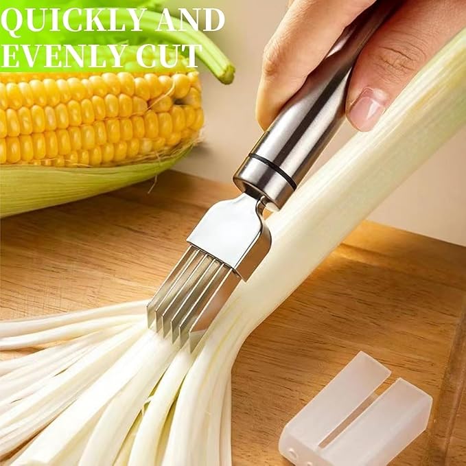 Green onion slicer,Onion Shredder, Shredding Knife, Shred Silk The Knife, Multi-Blade Kitchen Herb Cutter, Vegetable Shredder, Kitchen Slicing Tool, Multi-functional Food Slicer (2 pcs)