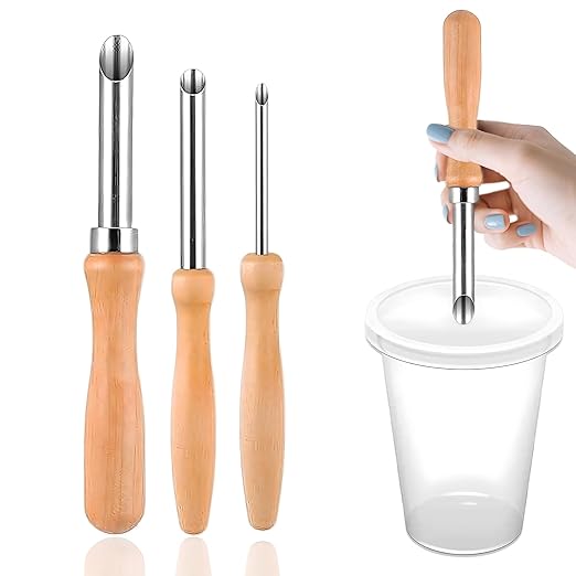Straw Puncher for Plastic Lids Lemonade,3 PCS Straw Hole Punchers for Plastic Lids,Hole Puncher for Lemonade Cups,Pottery Tools,Clay Hole Cutters,Leather Holes Punchers,Watermelon Holes Puncher