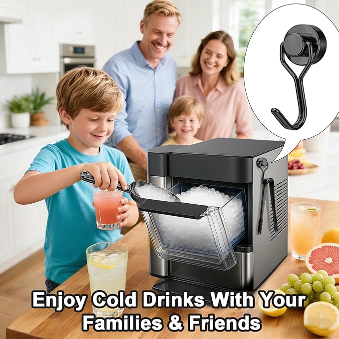 Stainless Steel Ice Scoop for Freezer with Magnetic Hook - Ice Scoop for GE Profile Opal 2.0 Nugget Ice Maker, for Kitchen Bar Party Accessories (6OZ-Black)
