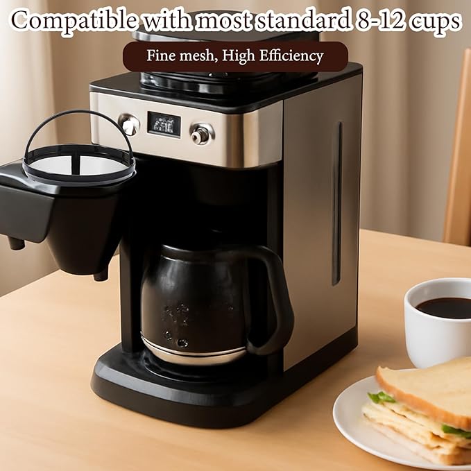 JJUNW 2Pack Reusable 8-12 Cup Basket Coffee Filter Replaces your Paper Coffee Filters, BPA Free