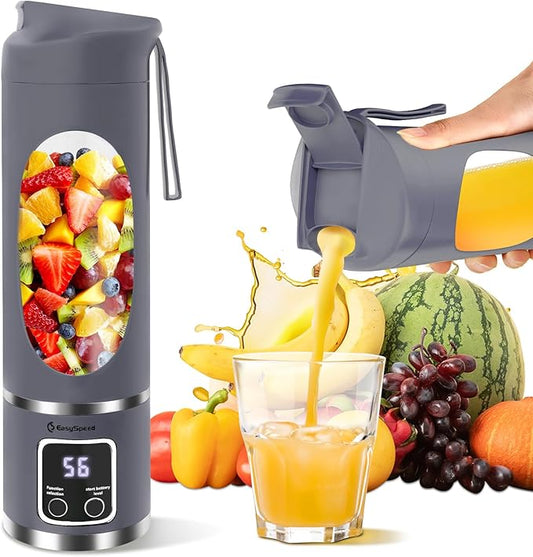EASYSPEED Portable Blender Electric USB-C, 500ML Personal Juicer for Shakes and Smoothies, 12 Blades, 1500mAh Rechargeable, BPA Free, 18oz Small Blender with Leakproof Lid & Sip Spout, Mixing, Compact
