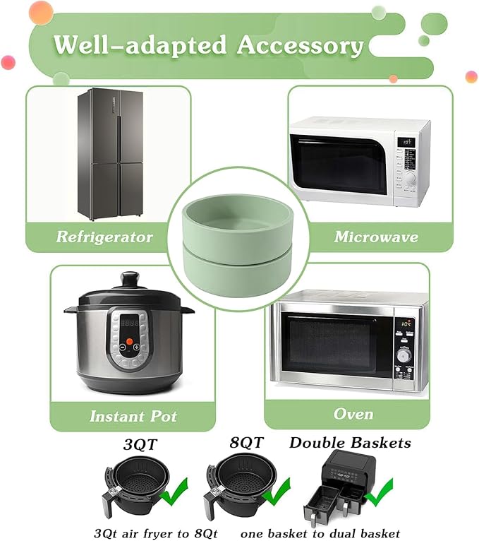 3Pcs ZHYEEDAA Air Fryer Egg Mold,Silicone Egg Molds, Individual Egg Bite Maker Reusable Egg Molds, Microwave Egg Cooker, BPA Free, Dishwasher Safe (Round- avocado green)