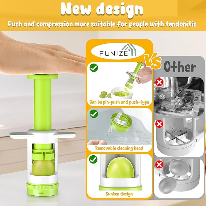 Grapes Cutter for Toddlers, Fruit & Veggie Cutter for Kids Grape Slicer Kitchen Tool, Perfect for Fruit Salads, Snacks, and Cake Decorations-Green Container-Green DoubleBlade