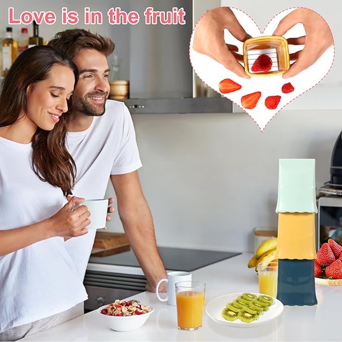 3 Pcs Cup Slicer with 3 Pcs Gap Cleaning Brushes Stainless Steel Strawberry Slicer Banana Slicers Fruit Slicer Fruit Cutters Multifunctional Soft Fruit and Vegetable Slice Fresh Platter Making