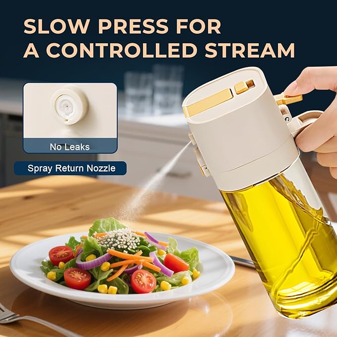 MUOOMU Oil Sprayer for Cooking, Upgraded Olive Sprayer Bottle, Air Fryer Accessories, Mister 7oz/200ml Vinegar Spritzer, Kitchen Gadgets for Salad, BBQ, Roasting (Glass-C (Upgraded))