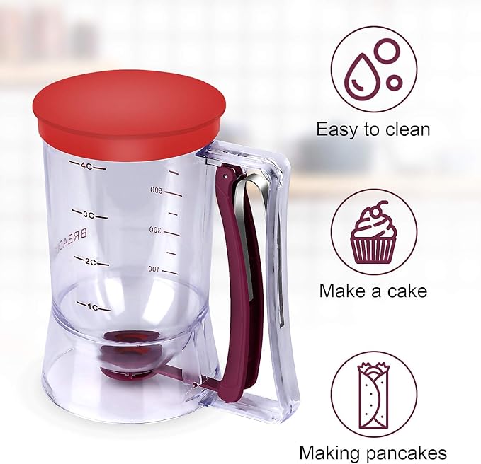 BBSTARZ Batter separator Cupcakes Pancakes Cookie Cake Waffles Batter Dispenser cookie separator batter Cream Speratator Cup Measuring Baking Tools (Purple+red)