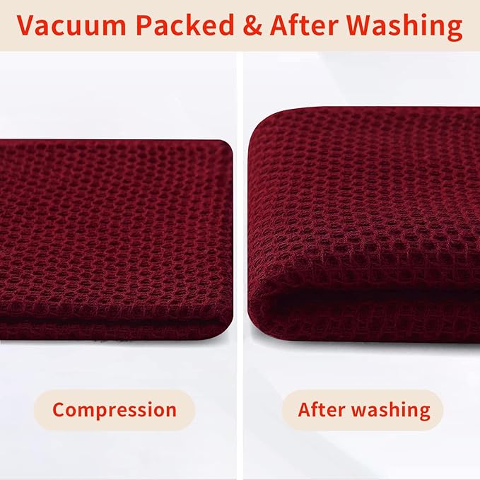 Homaxy 100% Cotton Kitchen Towels and Dishcloths Set, 12 x 12 Inches and 13 x 28 Inches, Set of 8 Bulk Kitchen Towels Set, Ultra Soft Absorbent Dish Cloths for Washing Dishes, Burgundy