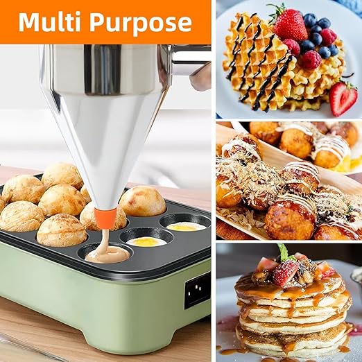 20 OZ Multi-Functional Pancake Batter Dispenser, Multi-Caliber Stainless Steel Funnel Cake Dispenser with Stand Great for Pancakes,Cupcakes,Chocolate Balls and Baked Goods (600ml)