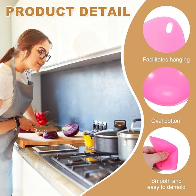 uxcell 8 Pack Egg Poacher, Nonstick Silicone Egg Poacher Cups Poached Cups Kitchen Breakfast Gadget for Microwave Air Fryer Stove Top Cooking Boiled Poached, Fuchsia