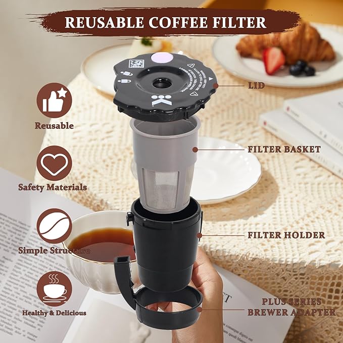 K250 Reusable Ground Coffee Filter Compatible with Keurigg My K Cup 2.0 1.0 K300 K350 K375 K400 K450 K475 Upgrade Ground Coffee Filter Refillable (Pack of 3)