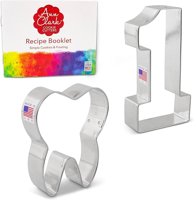 Ann Clark 2-Pc First Tooth Cookie Cutters Set (Tooth & Number 1), Made in USA